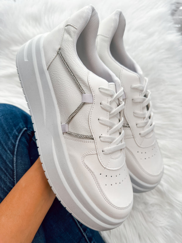 New Boston Shiny White Sneakers