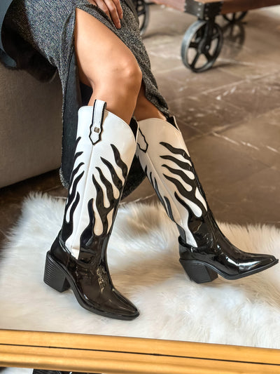 Wild Blaze White & Black Boots