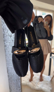 Roby Gold Black Flats