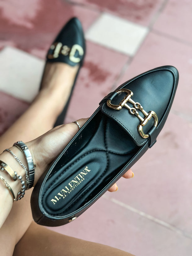 Bali Double Gold Iron Black Flats