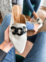 Columbia Ice & Black Matte Chain Mules