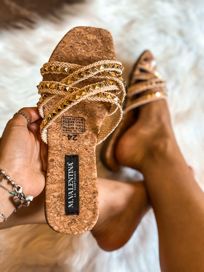 Roma Studs Latte Sandals