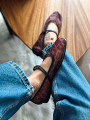 Mary Jane Leopard  Black Balerinas