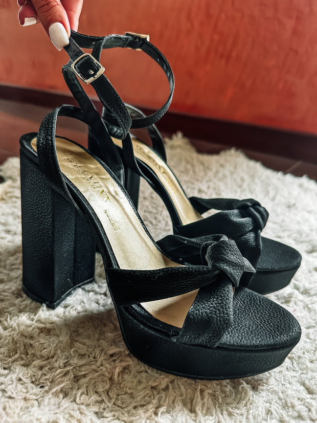 Top Knot Black Heels