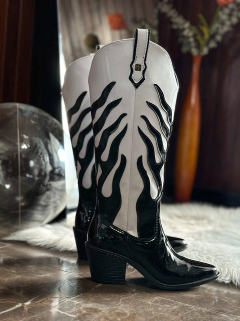 Wild Blaze White & Black Boots