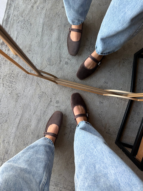 Mary Jane Suede Ferrero Balerinas