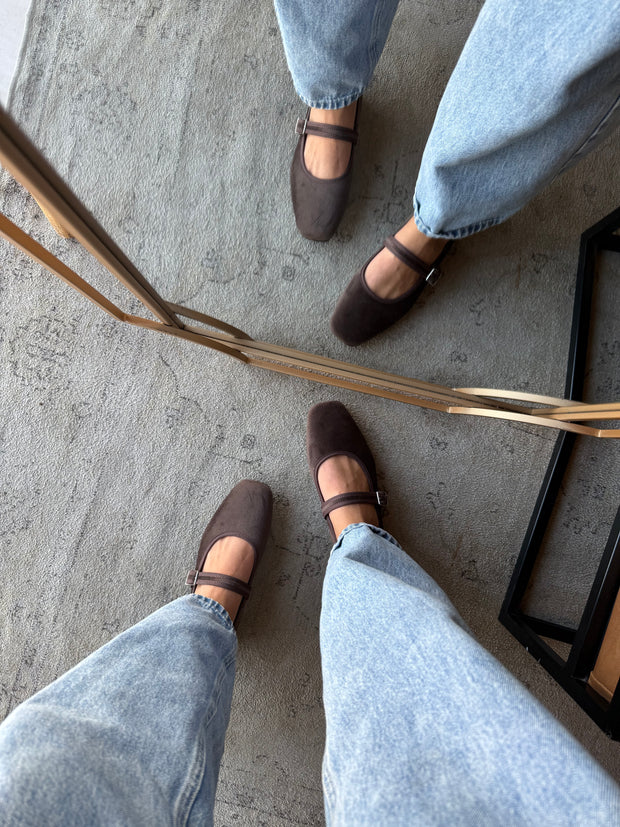 Mary Jane Suede Ferrero Balerinas