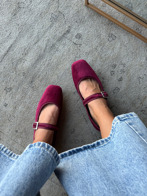 Mary Jane Suede Vino Balerinas