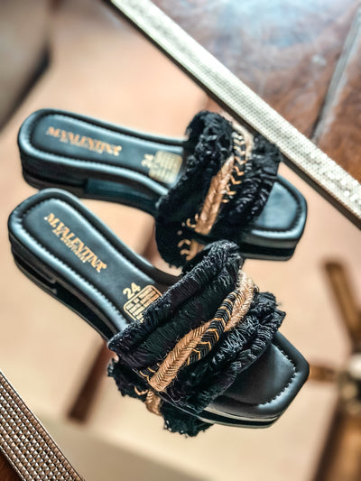 Braid Cancun Black Sandals