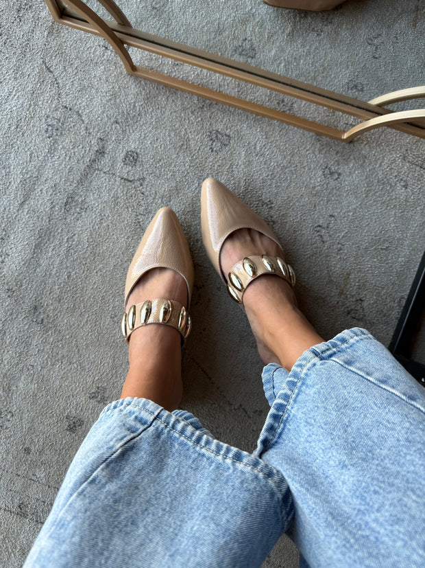 Dakota Nude Charol Mules