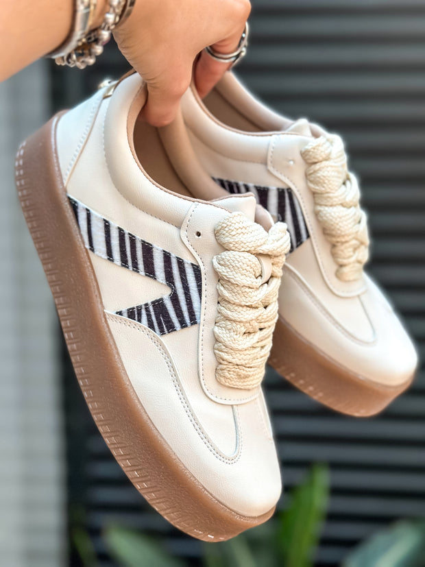 Bianchi White Zebra Sneakers
