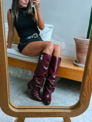 Slouchy Padlock Boots Vino