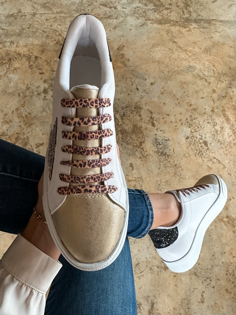 Waldorf Glitter Leopard Laces White Sneakers