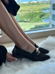 Roby Gold Black Flats