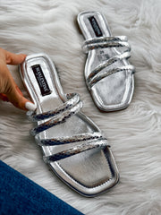 Clio Two Metallic Silver Sandals