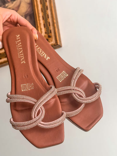 Palm Knot Shiny Nude Sandals