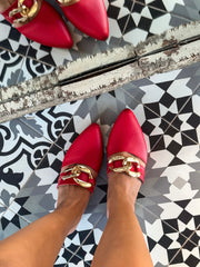 Dakota Mules Gold Chain Red