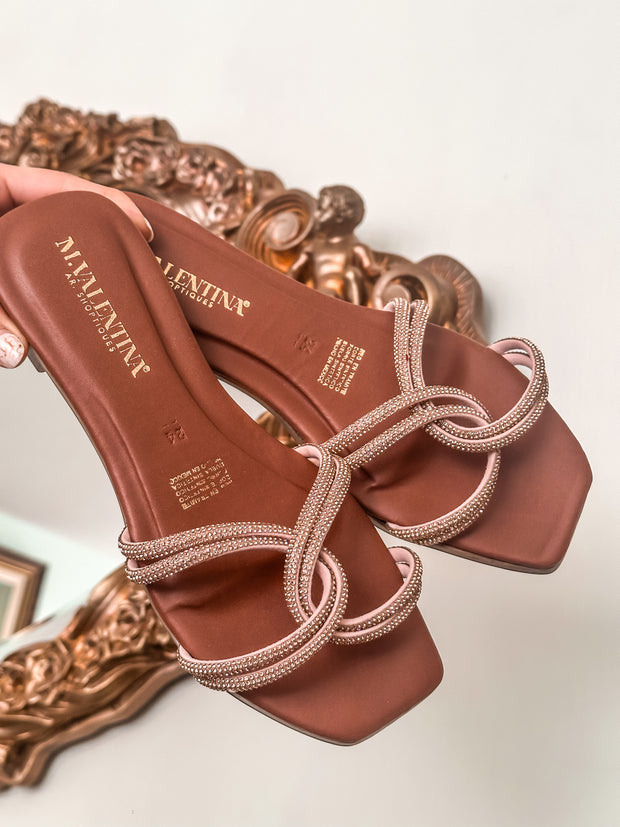 Palm Knot Shiny Nude Sandals