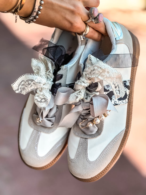 Leopard Charms Grey Sneakers