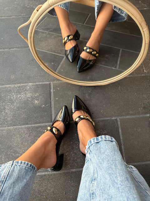 Mia Heels con cinto Tacón mini Negro