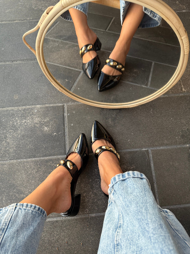 Mia Heels con cinto Tacón mini Negro