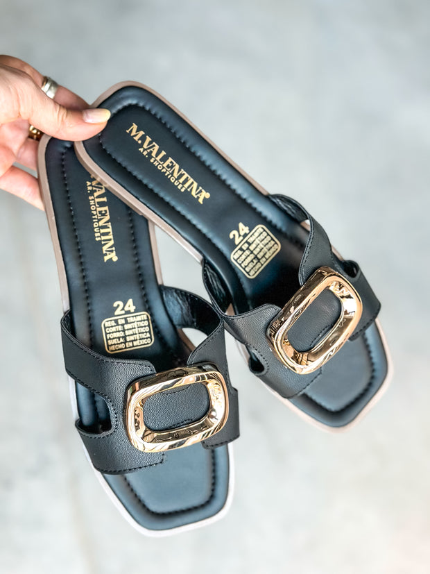 Round Black Sandals