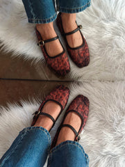 Mary Jane Leopard  Black Balerinas