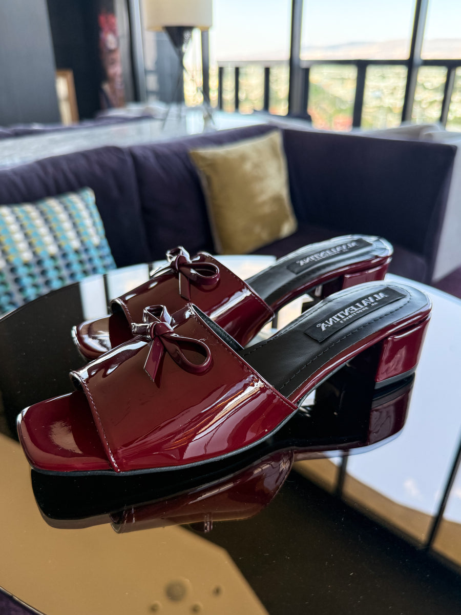 Anastasia Heels Mini Lace Vino Charol