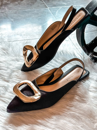 Lisboa Black Slingback Flats