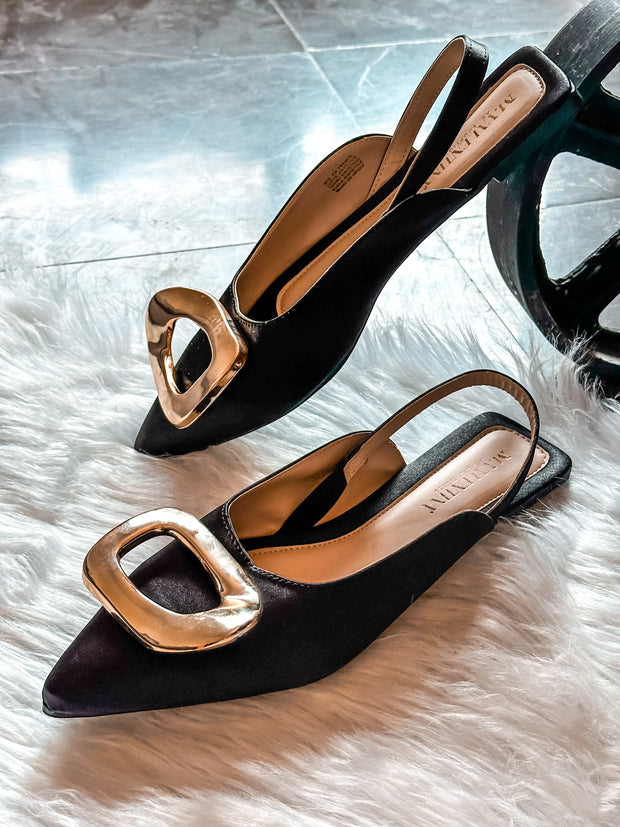 Lisboa Black Slingback Flats