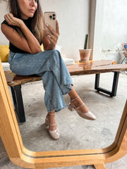 Mia Heels Mary Jane Tacón mini Nude