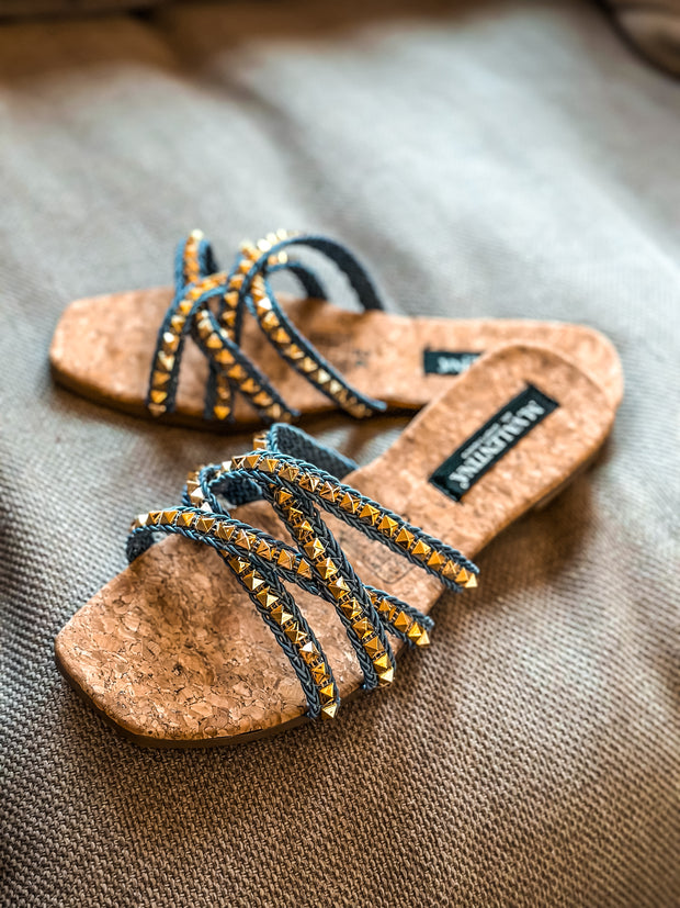 Roma Studs Blue Sandals