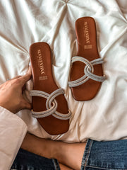 Palm Knot Shiny Nude Sandals