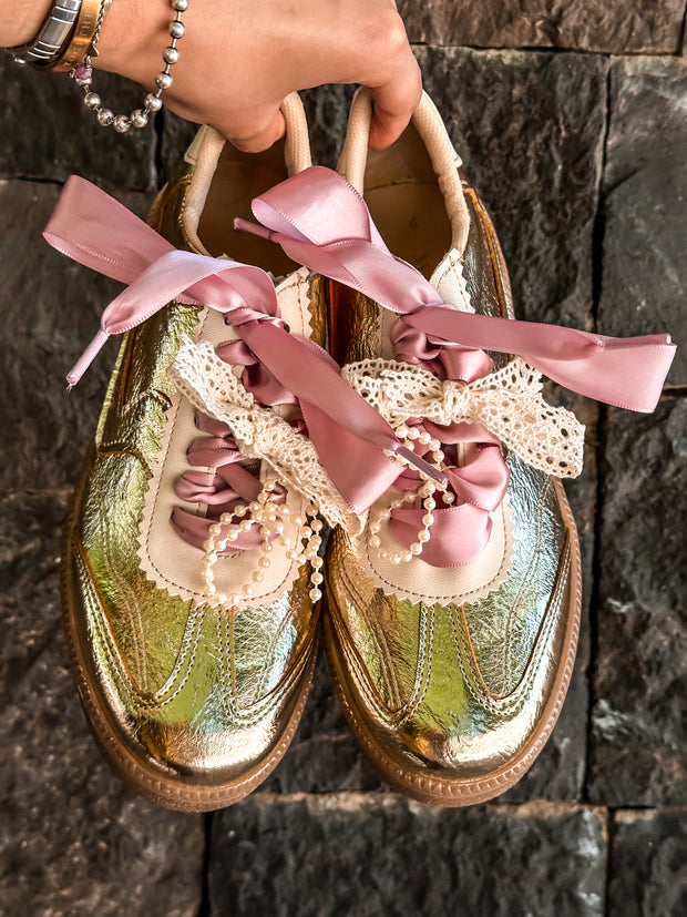 Zebra Charming Gold Sneakers