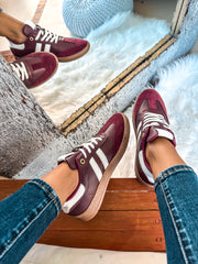 Sporty Valentina Burgundy Sneakers