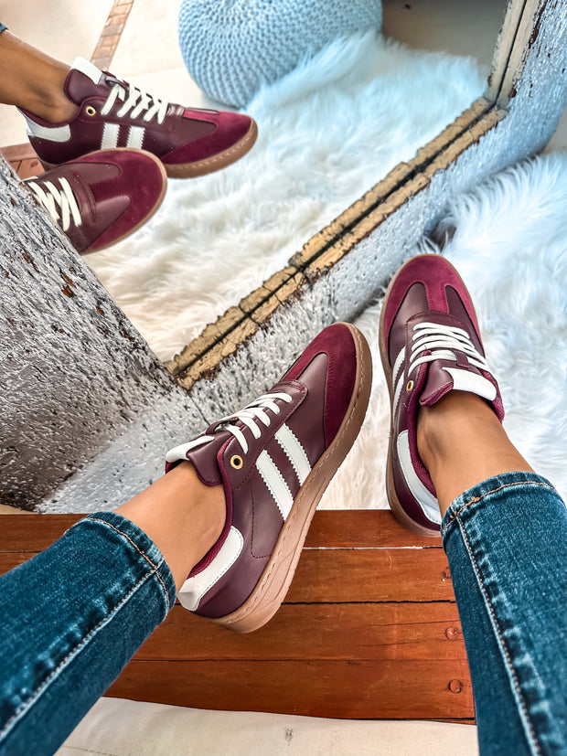 Sporty Valentina Burgundy Sneakers