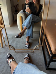 Dakota Cow Print Mules