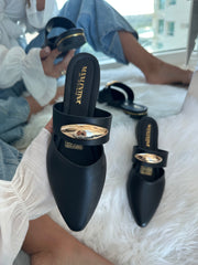 Dakota Oval Black Mules