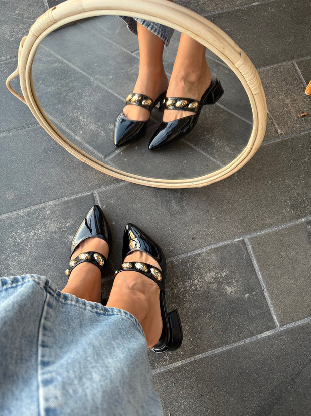 Mia Heels con cinto Tacón mini Negro