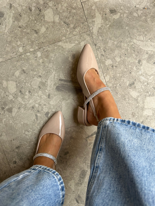 Mia Heels Tira Brillantes Tacón mini Nude