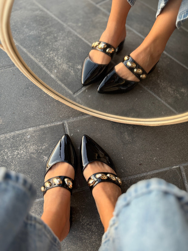 Mia Heels con cinto Tacón mini Negro