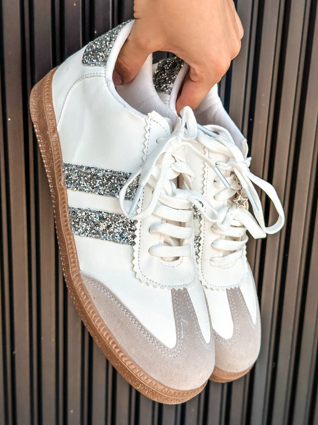Sporty Glitter Sky Details White Sneakers