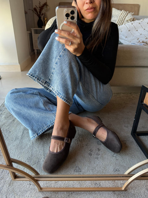 Mary Jane Suede Ferrero Balerinas