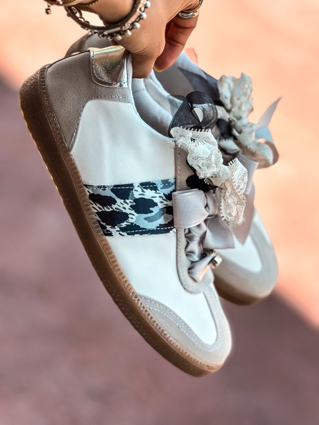 Leopard Charms Grey Sneakers