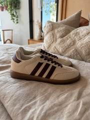 Sporty White Burgundy Stripes Sneakers
