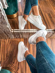 New York Shiny Laces Silver Sneakers