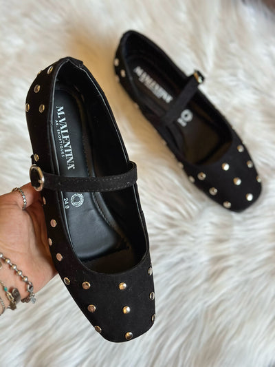 Snow Studs Black Flats