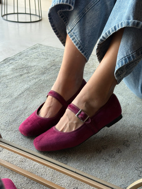 Mary Jane Suede Vino Balerinas