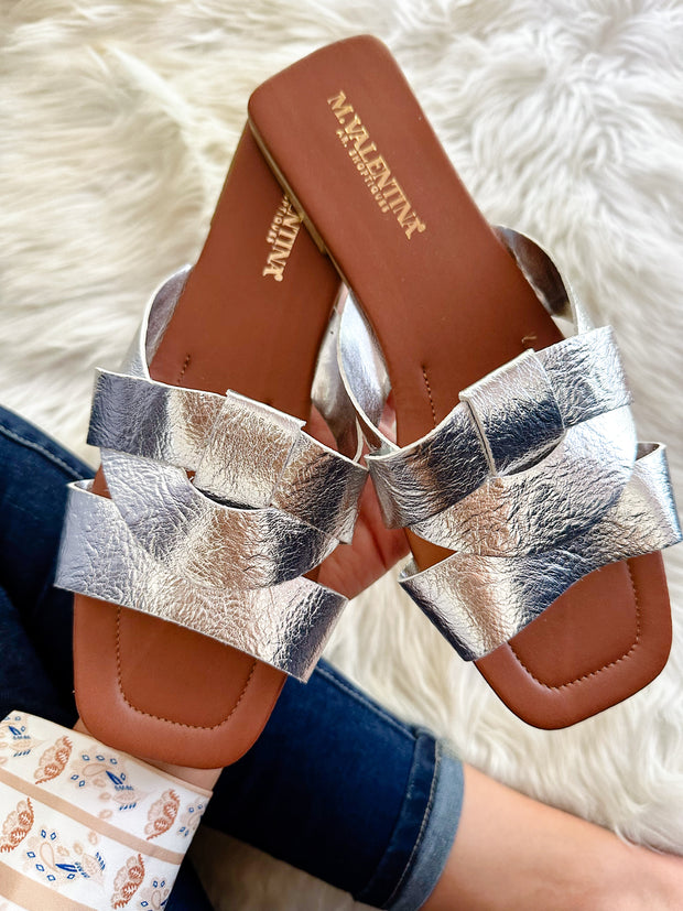 Lizzie Silver & Brown Sandals