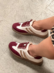 Sporty Burgundy Metallic Sneakers